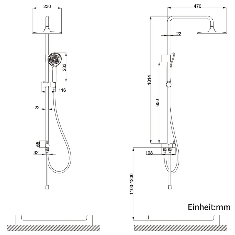 Homelody Duschsystem Abnehmbares Duschsystem mit Wasserfall Badzubehör Duschzubehör