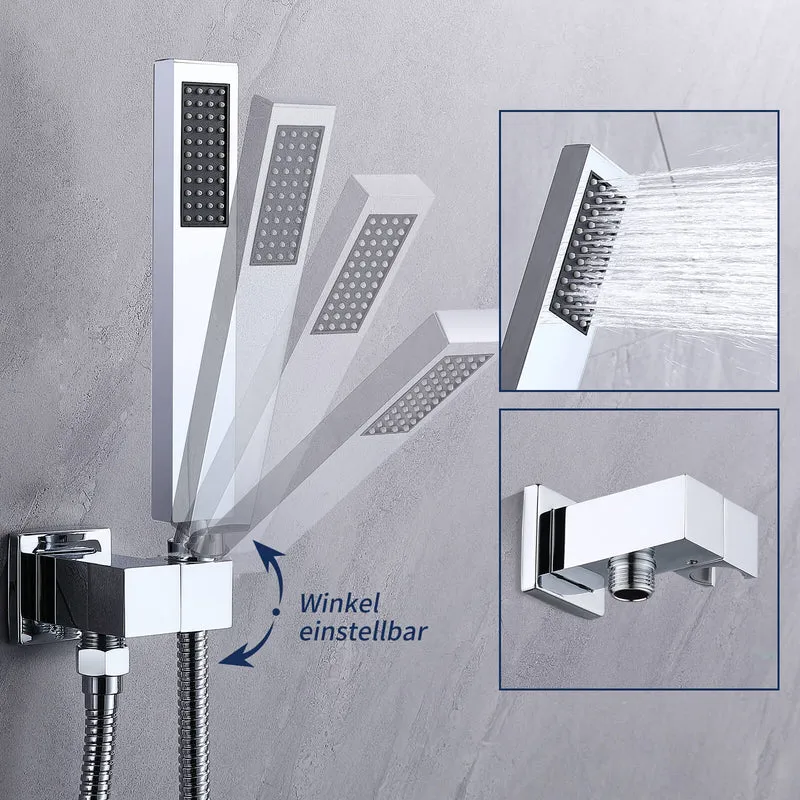 Homelody Unterputz-Duschsystem Thermostat Messing Dusche quadratisch Duschzubehör Chrom-Duschset