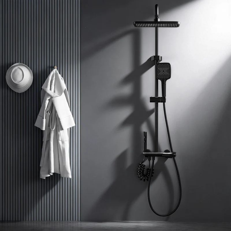 Homelody Duschsystem Messing 4 Wasserausgabe Modi, Duscharmatur Komplettset，Duschset Digitale Temperaturanzeige mit Atmosphärenlicht，Dusche Komplett
