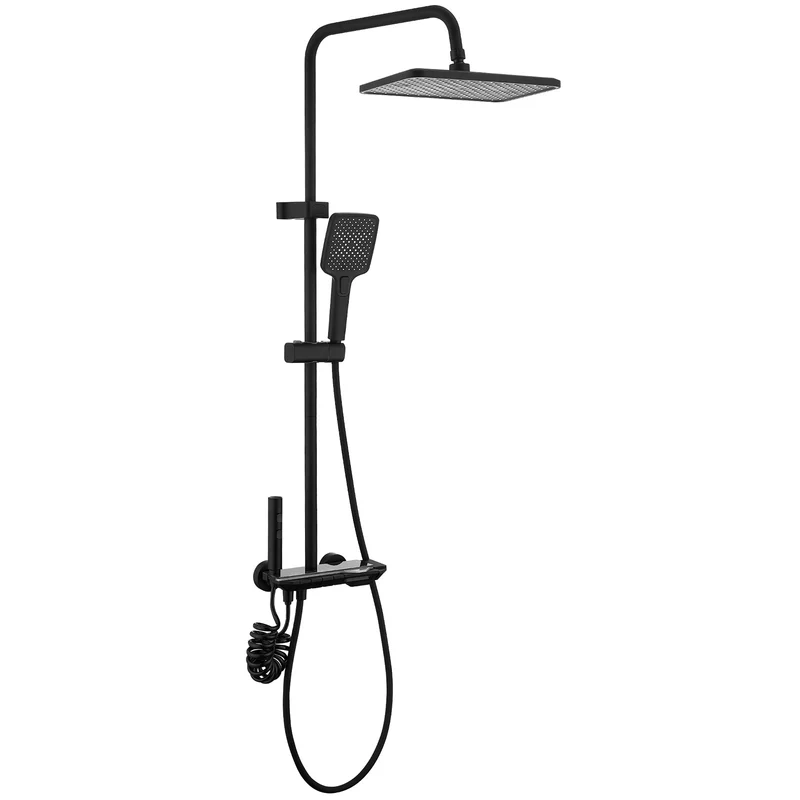 Homelody Duschsystem Messing 4 Wasserausgabe Modi, Duscharmatur Komplettset，Duschset Digitale Temperaturanzeige mit Atmosphärenlicht，Dusche Komplett