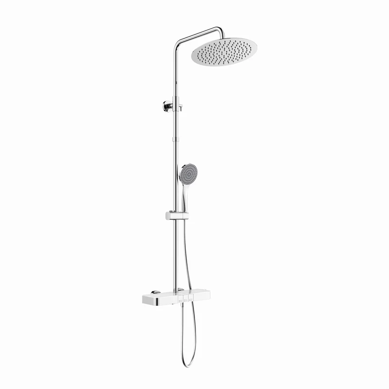 Homelody Duschsystem mit Thermostat, Ablage und Handbrause, 12" Regendusche