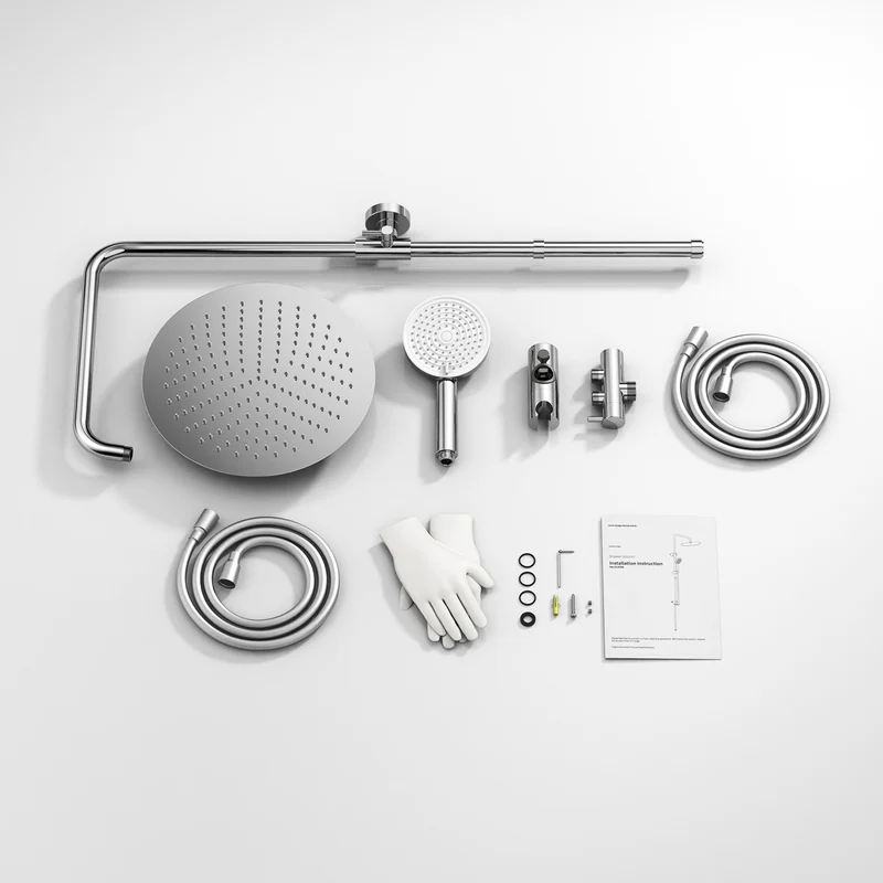 Homelody Duschsystem 12'' Regendusche, Höhenverstellbar, 2-Wege Umschalter, Edelstahl