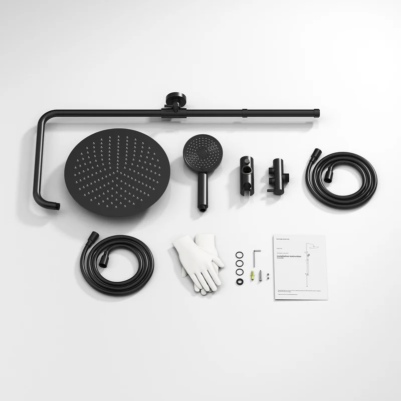 Homelody Duschsystem 12'' Regendusche, Höhenverstellbar, 2-Wege Umschalter, Edelstahl