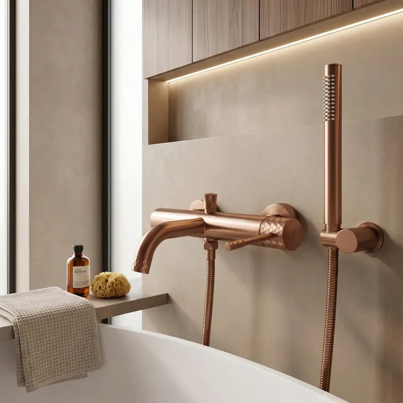 Badewannenarmatur Lungo Diamond Kupfer Matt