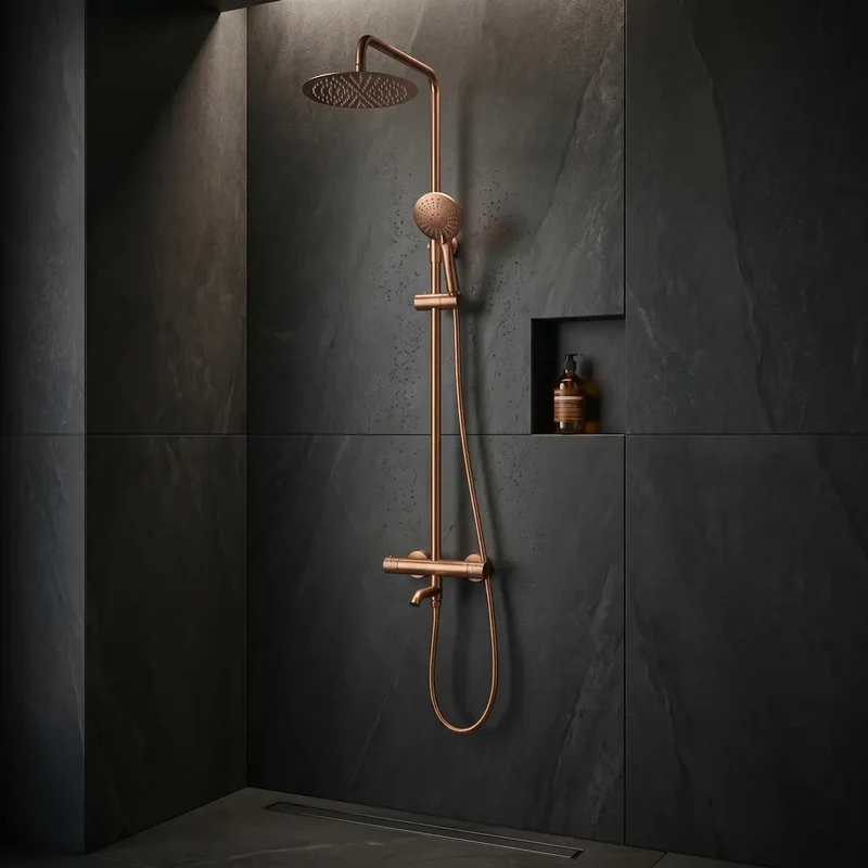 Duschsystem Lungo Diamond Kupfer Matt