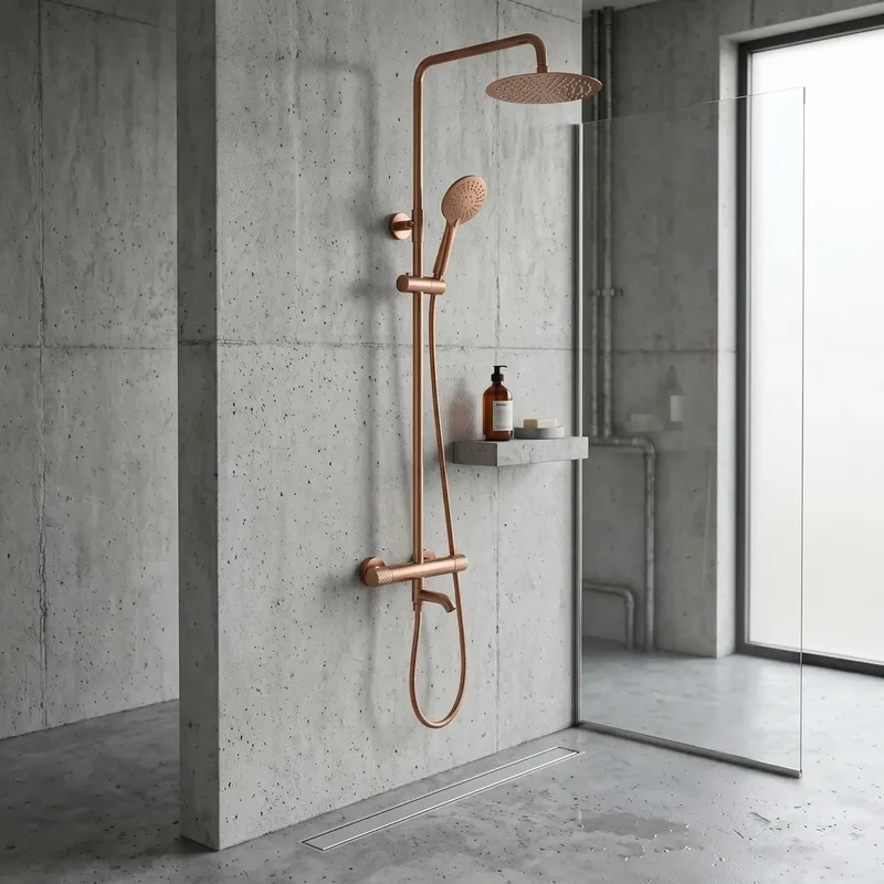 Duschsystem Lungo Diamond Kupfer Matt