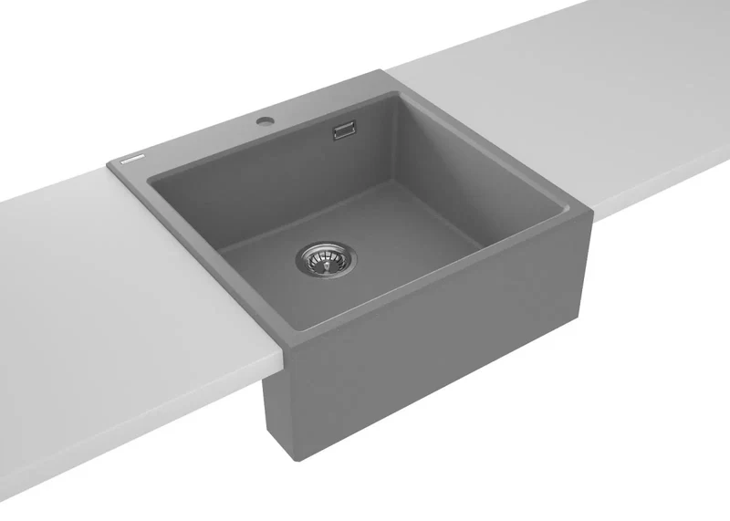 DEANTE Eridan Granit-Landhausspülbecken // Grau Metallic // ZQE-S10K