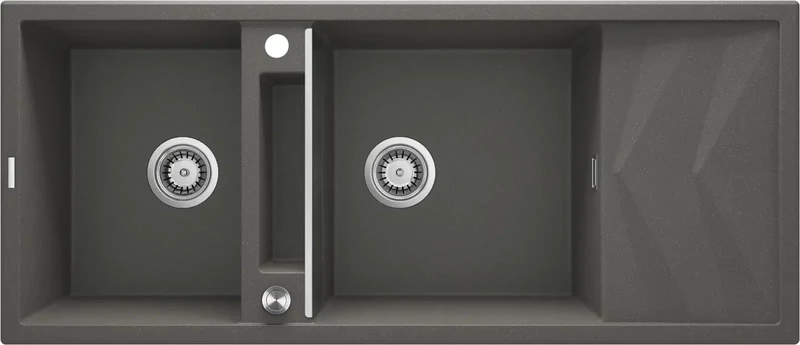DEANTE Magnetic Granitspülbecken Magnetisch mit Abtropffläche - 2 Becken // Anthrazit Metallic // ZRM-T213
