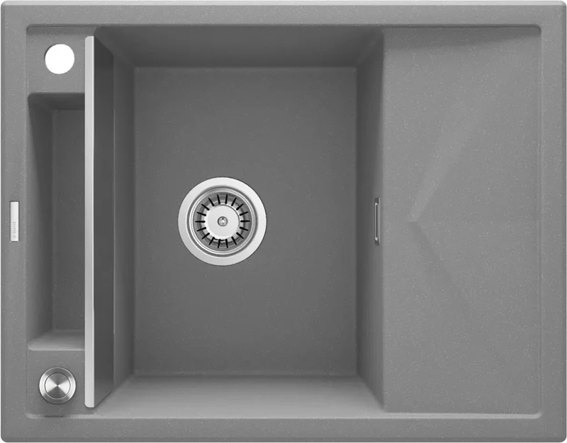 DEANTE Magnetic Granitspülbecken Magnetisch mit Abtropffläche // Grau Metallic // ZRM-S11A