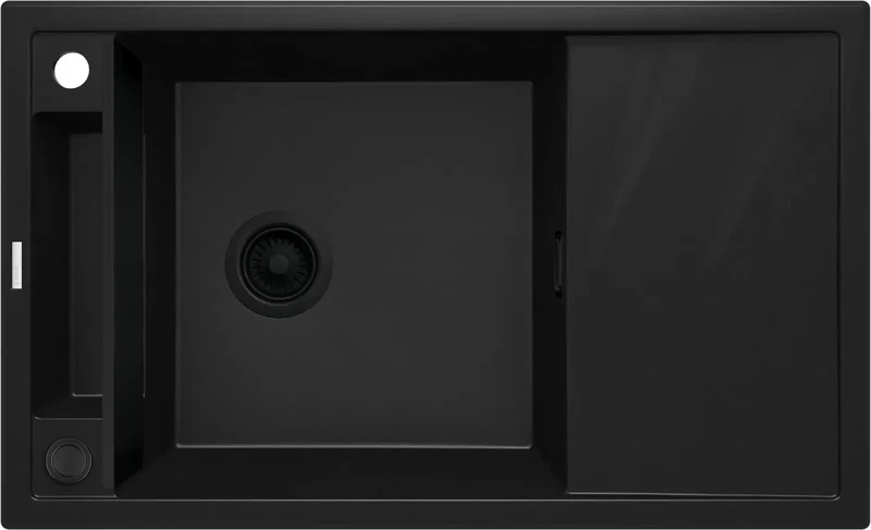 DEANTE Magnetic Granitspülbecken Magnetisch mit Abtropffläche // Nero // ZRM-N113