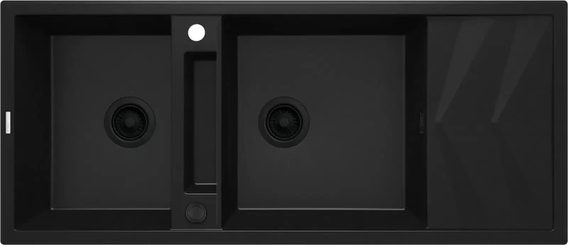 DEANTE Magnetic Granitspülbecken Magnetisch mit Abtropffläche - 2 Becken // Nero // ZRM-N213