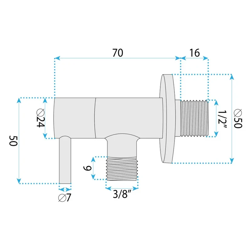 Eckventil 1/2 × 3/8 Zoll Chrom