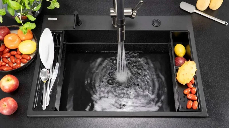 DEANTE Magnetic Küchenarmatur mit flexiblem Auslauf – 2 Strahlarten // Titanium // BRM-D72M