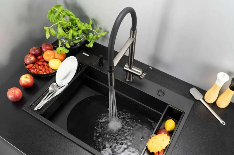 DEANTE Magnetic Küchenarmatur mit flexiblem Auslauf – 2 Strahlarten // Titanium // BRM-D72M