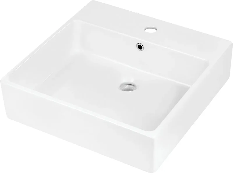 DEANTE Temisto Keramikwaschbecken zur Aufsatz- oder Wandmontage - 50 x 50 cm // Weiß // CDT-6U5S