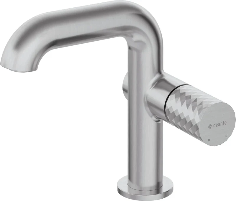 DEANTE Silia Hexa Waschtischarmatur mit seitlichem Hebel // gebürsteter Stahl // BHS-F24M