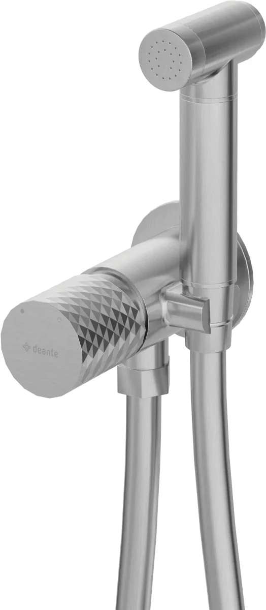 DEANTE Silia Hexa Unterputz-Bidetarmatur mit Bidetta-Handbrause // gebürsteter Stahl // BHS-F34M