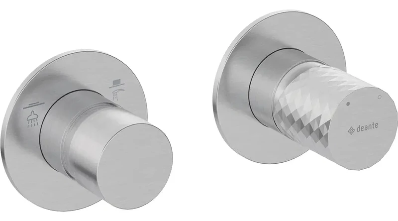 DEANTE Silia Hexa Duscharmatur mit Strahlschalter - Horizontal // gebürsteter Stahl // BHS-F46P