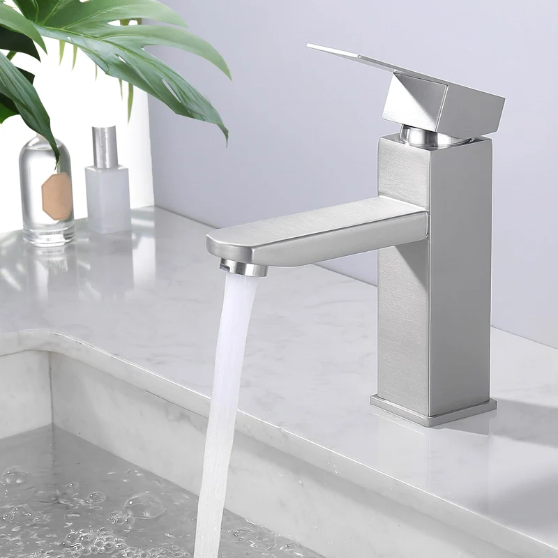 HOMELODY Wasserhahn Bad Waschtischarmatur Armatur Waschbecken Eckig Badezimmer