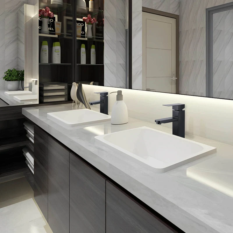 HOMELODY Wasserhahn Bad Waschtischarmatur Armatur Waschbecken Eckig Badezimmer