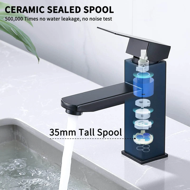 HOMELODY Wasserhahn Bad Waschtischarmatur Armatur Waschbecken Eckig Badezimmer