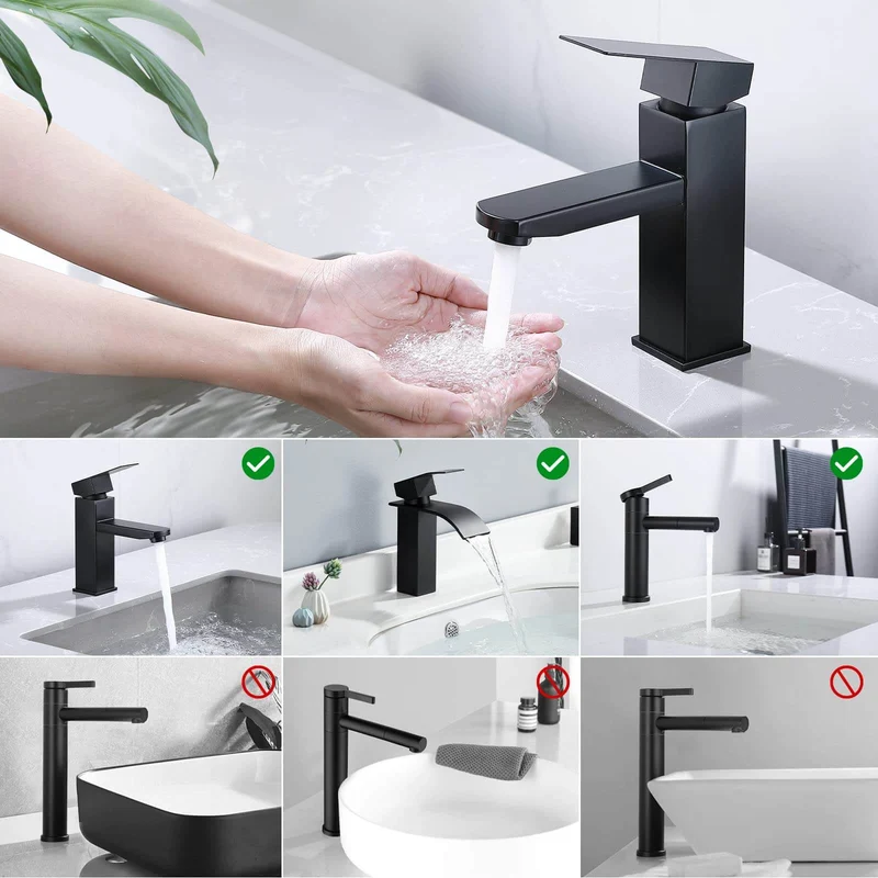 HOMELODY Wasserhahn Bad Waschtischarmatur Armatur Waschbecken Eckig Badezimmer