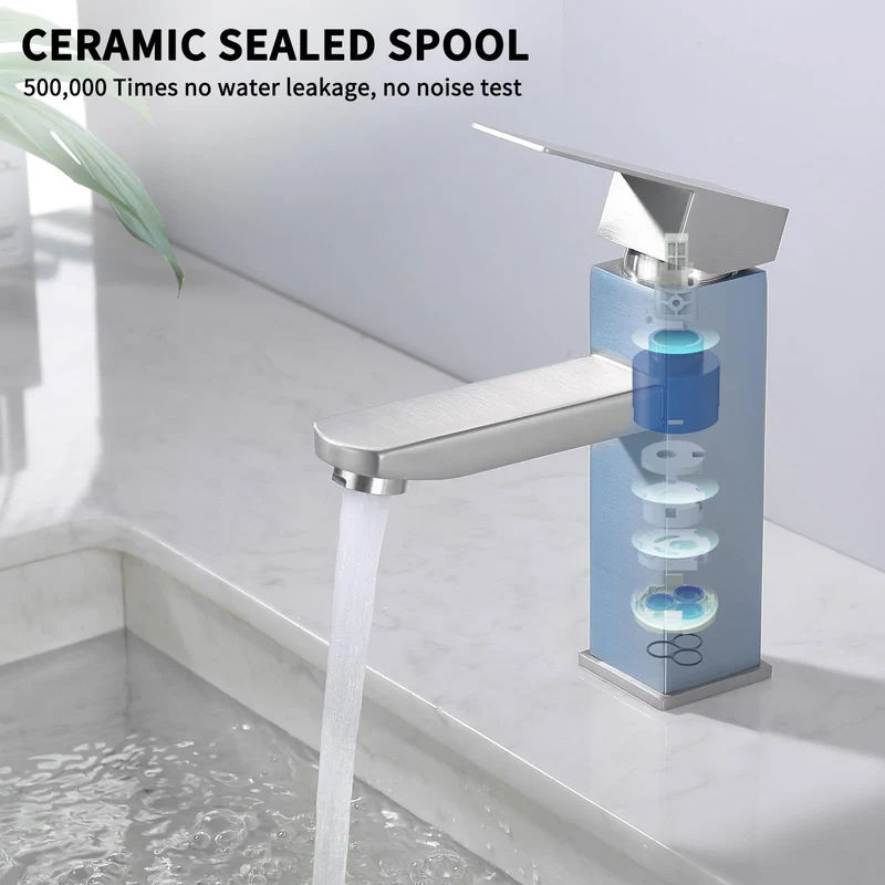 HOMELODY Wasserhahn Bad Waschtischarmatur Armatur Waschbecken Eckig Badezimmer