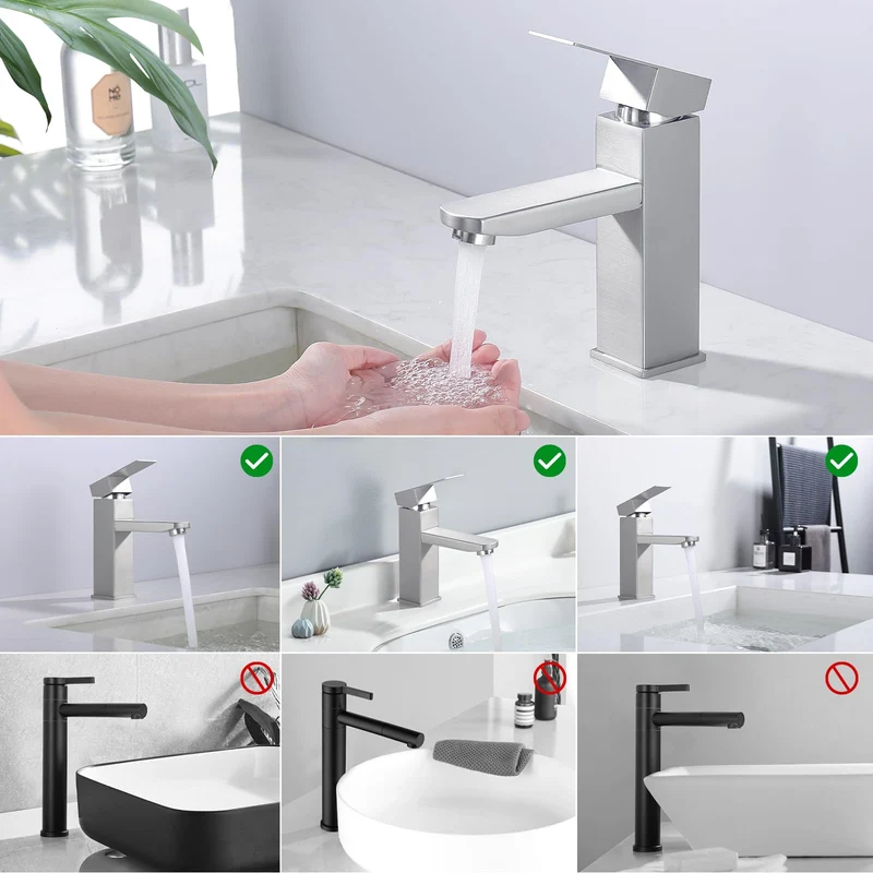 HOMELODY Wasserhahn Bad Waschtischarmatur Armatur Waschbecken Eckig Badezimmer
