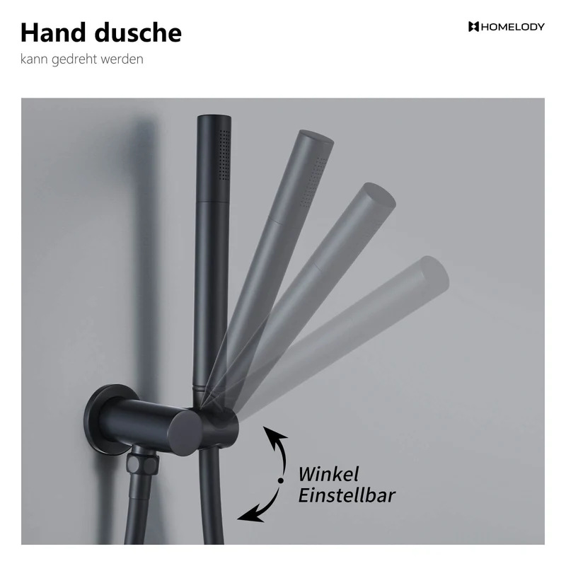 Homelody 38℃ Thermostat Rund Unterputz-Duschsystem , Dusche, Duschzubehör, mattschwarzes Duschset