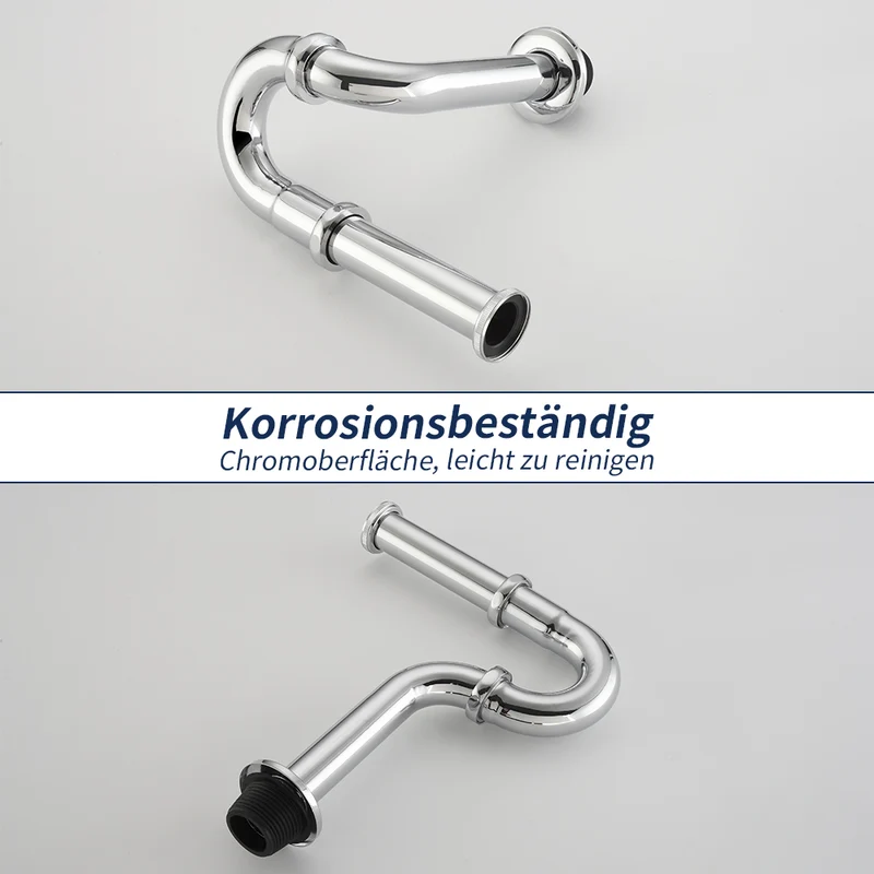 Homelody Syphon 1-1/4"x32mm Edelstahl Siphon Rohr-Sifon Chrom Röhrensifon Waschtisch für Waschbecken