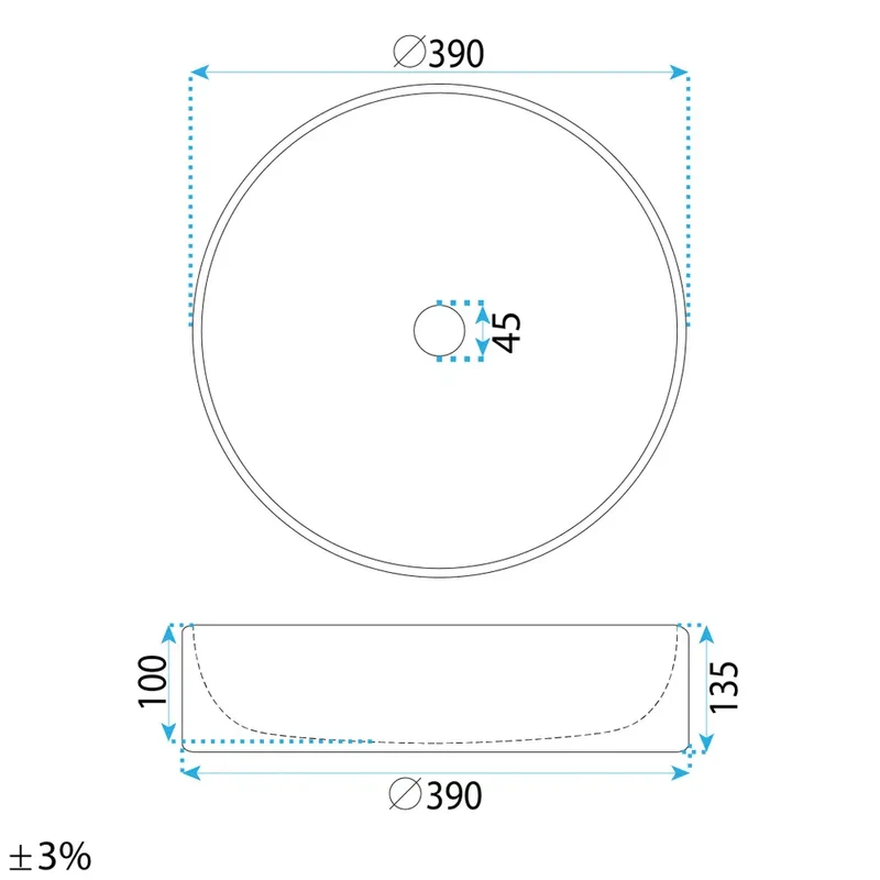 Aufsatzwaschbecken Destiny Ø39cm