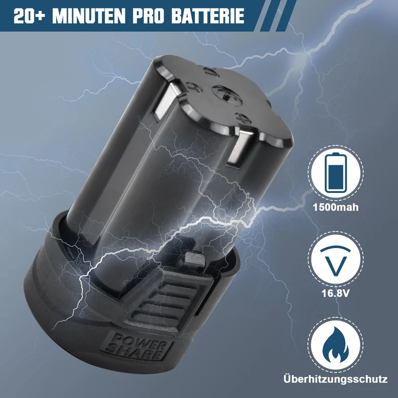 XIIW Akku Mini-Kettensäge 350 W, 4/6 Zoll, 7 m/s, 2 x 1,5 Ah Akkus, Akku-Astsäge mit werkzeugloser Kettenspannung