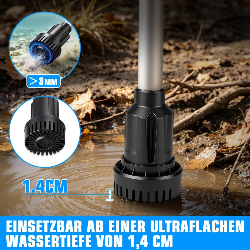 XIIW 18V Akku-Stabpumpe 3000L/h | Universelle Wasserpumpe für 18V Akkusysteme | Tauchpumpe inkl. 2x 2.0Ah Akku & 3/4" Anschluss