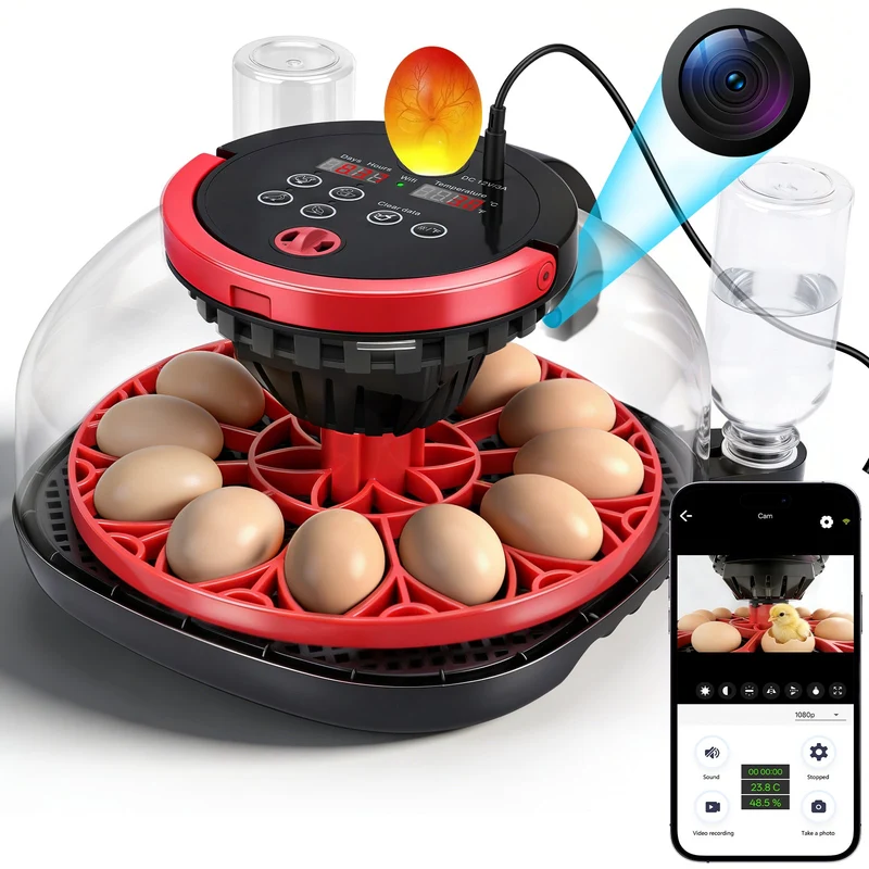 Brutgerät 12 Eier mit Kamera App Steuerung Inkubator automatisch Hühner Wachtel Eier Brutmaschine Temperatur Feuchtigkeit Kontrolle