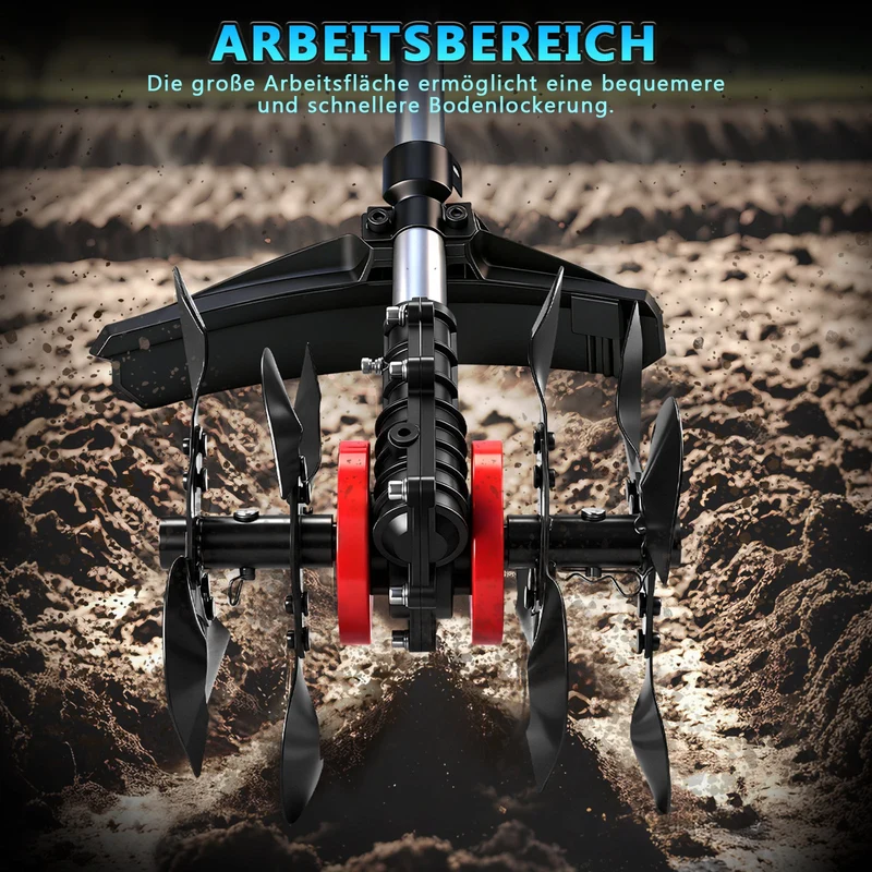 Bodenfräse Aufsatz für Freischneider 26mm 9-Zahn Gartenfräse Kultivator Bodenlockerer mit Manganklingen für Benzin Rasentrimmer Garten