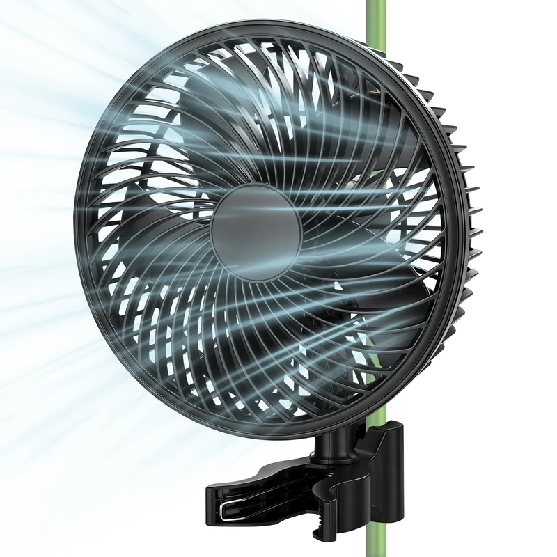 Grow Umluftventilator 320 CFM – Leiser Clip Ventilator mit EC-Motor, 10 Stufen, Oszillation, IP44
