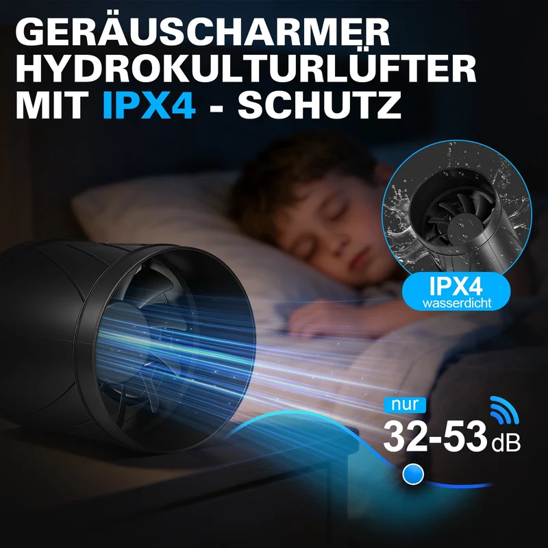 150mm Rohrventilator mit stufenloser Drehzahl – Kraftvoll, leise, 9,8 m³/min Luftstrom für Garage & Keller