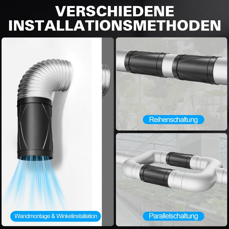 150mm Rohrventilator mit stufenloser Drehzahl – Kraftvoll, leise, 9,8 m³/min Luftstrom für Garage & Keller