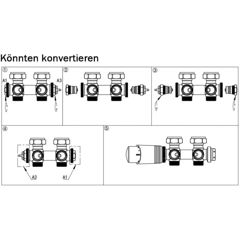 Messing Heizkörper Ventilset Weiß mit Thermostat – 1/2" & 3/4" Anschlüsse