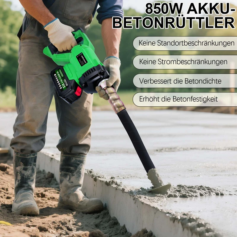 XIIW Akku Betonrüttler 18V | Kabelloser Betonverdichter Ø35 mm | Elektrischer Betonrüttler für Fundament & Schalung