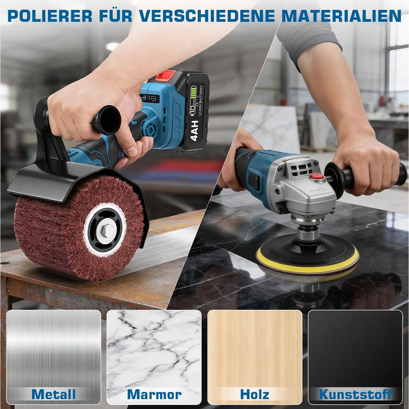 3-in-1 Akku Satiniermaschine | Glätten, Polieren & Schleifen mit 1200W Leistung