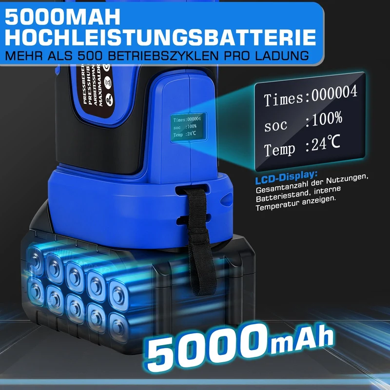 Elektrische Presszange elektrohydraulisch mit automatischer Druckentlastung & Akku – TH & V Pressbacken für Kupfer-, Edelstahl- & Verbundrohre