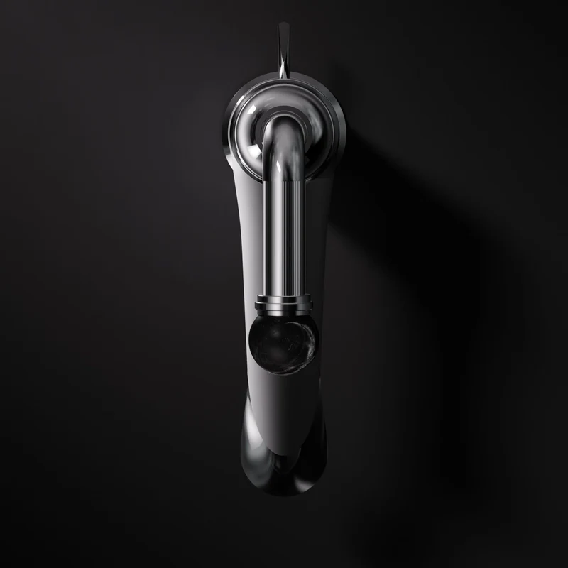 Serie 355 Waschtisch-Einhebelmischer mit Ablaufgarnitur, aus massivem Messing, mit Kugel aus echtem Marmor