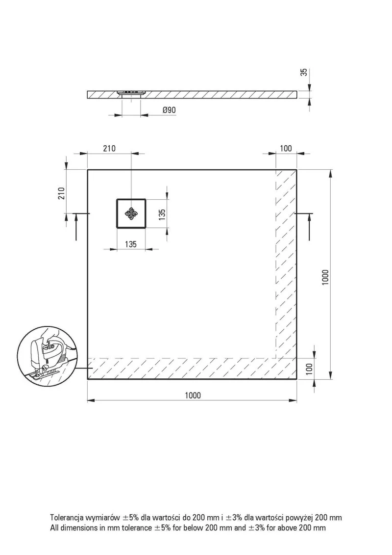 DEANTE Silia Duschwanne quadratisch – 100x100 cm // Weiß // KSKA01010B