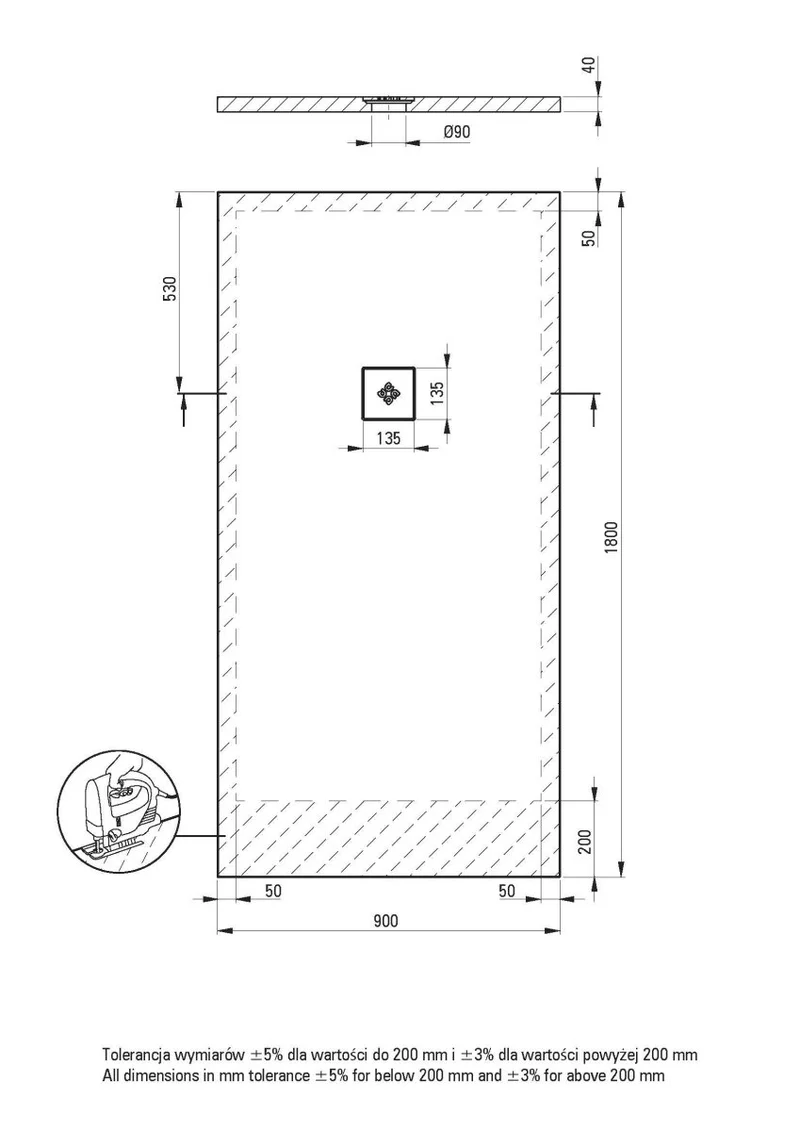 DEANTE Silia Duschwanne rechteckig – 90x180 cm // Weiß // KSKA00918B