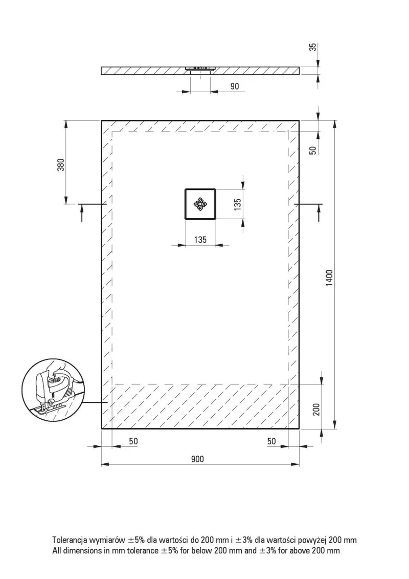 DEANTE Silia Duschwanne rechteckig – 90x140 cm // Weiß // KSKA00914B