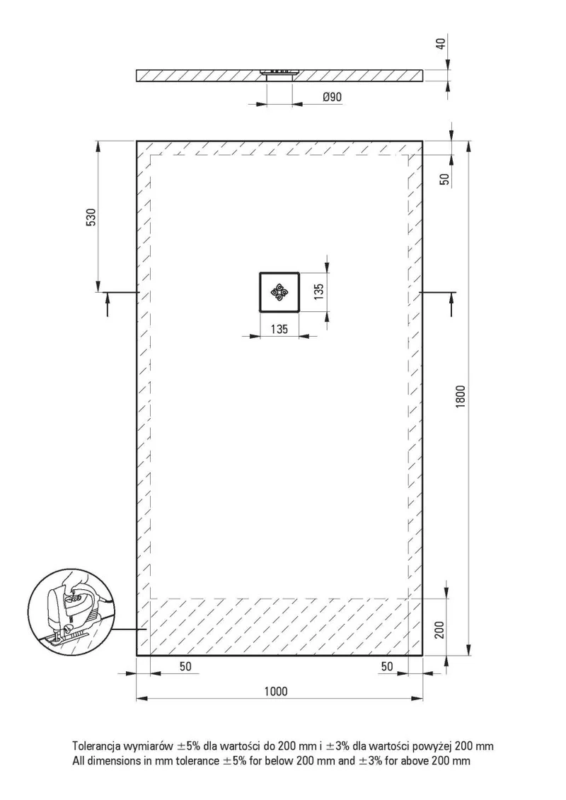 DEANTE Silia Duschwanne rechteckig – 100x180 cm // Weiß // KSKA01018B