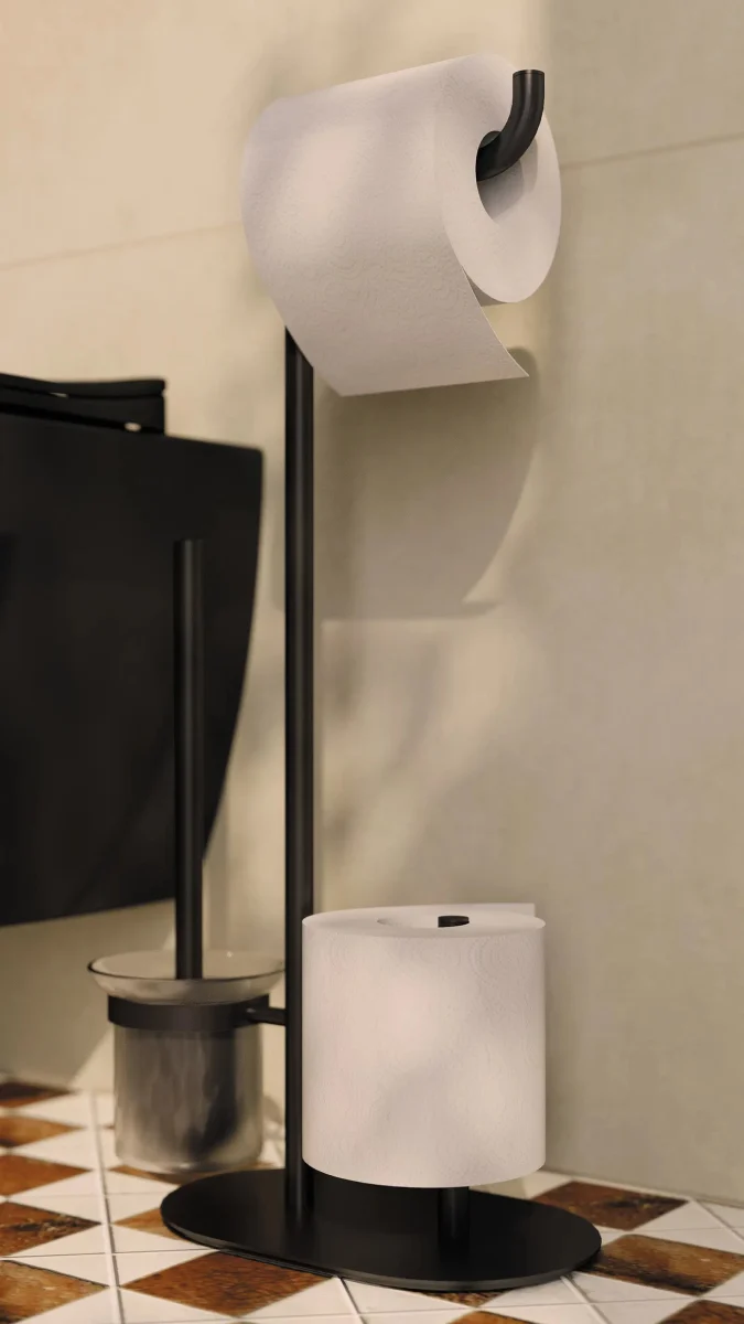 DEANTE Silia WC-Papierhalter 3-in-1 mit Ablage und Bürstenhalter // Nero // ADI-N732