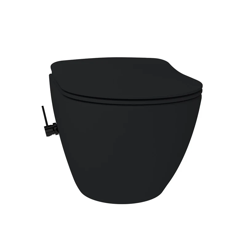 Oase Design Spülrandloses Tahret Bidet Wand-WC inkl. Armatur & Sitz mit Absenkautomatik schwarz matt