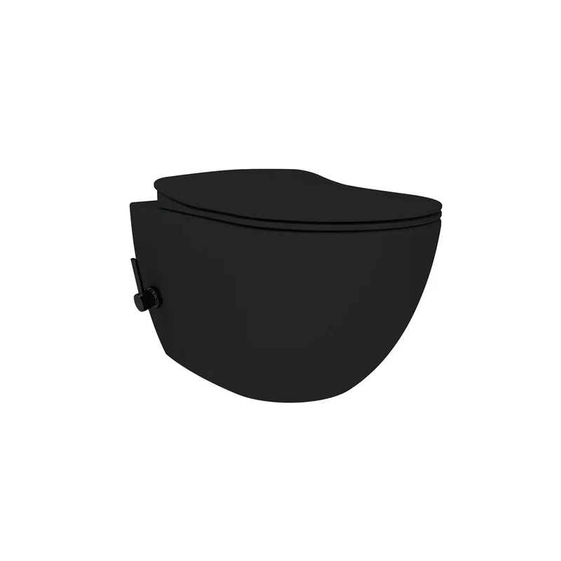 Oase Design Spülrandloses Tahret Bidet Wand-WC inkl. Armatur & Sitz mit Absenkautomatik schwarz matt